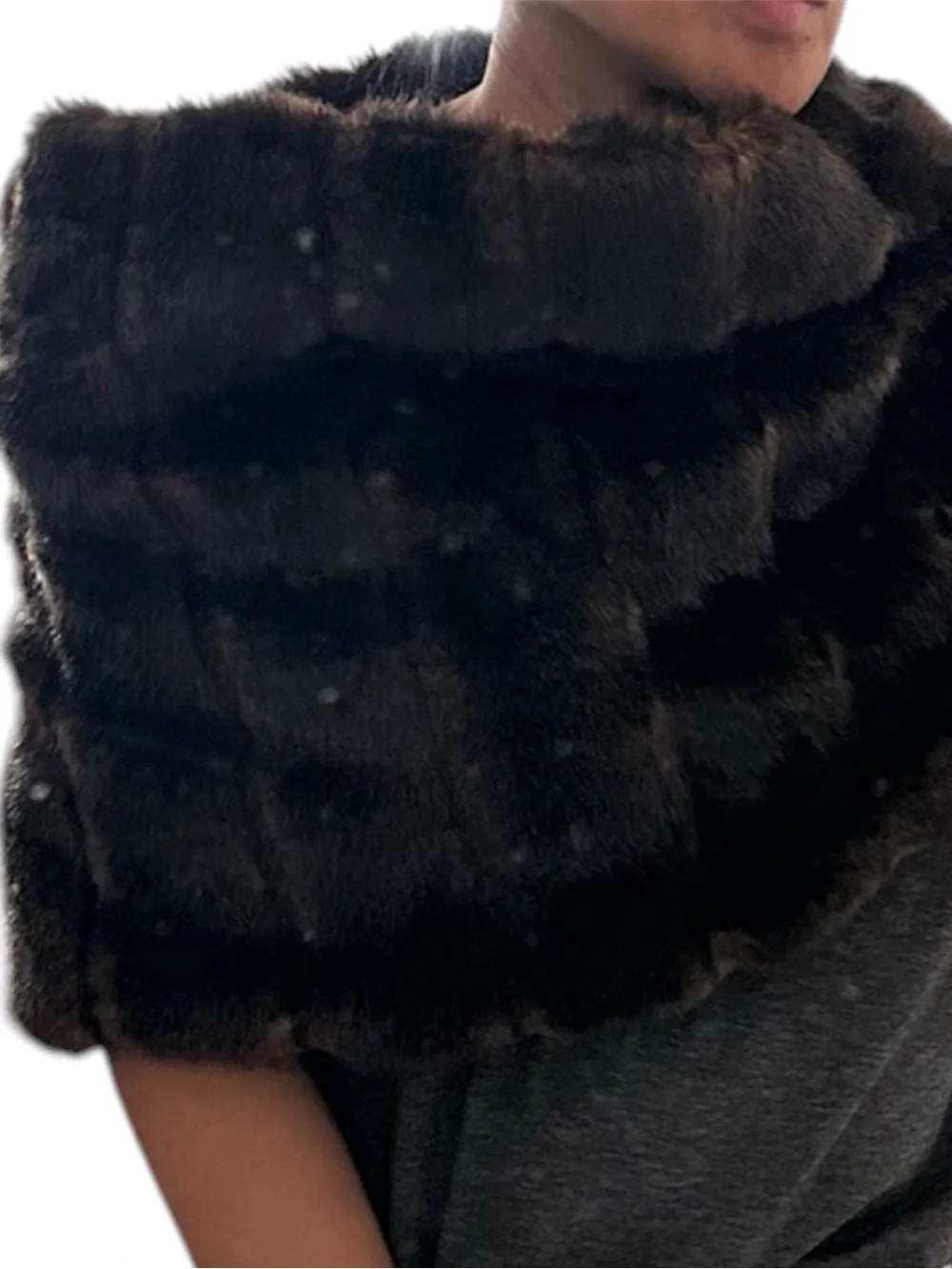 NWT Necessary Object Faux Fur Shrug Stole Women One Size Brown